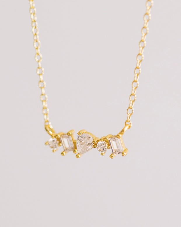 Gold Crystal Bar Necklace