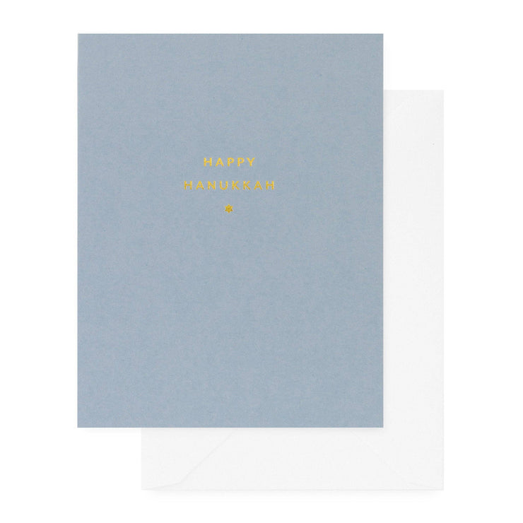 happy hanukkah solid blue card