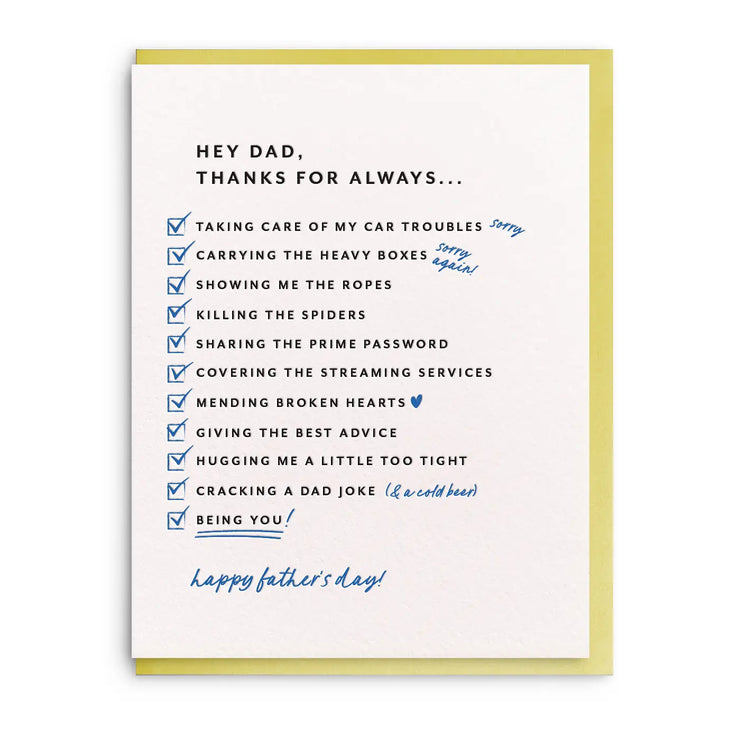 dad list card