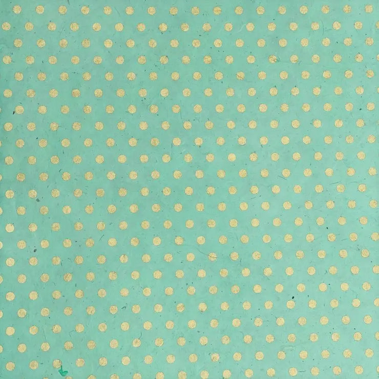 gold dots on green wrap sheet