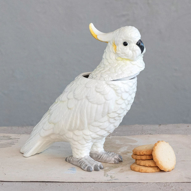 ceramic cockatoo jar