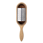 wood and stainless steel cheese grater