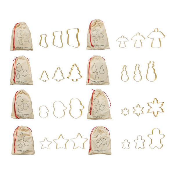 gold cookie cutters (set of 3), various styles