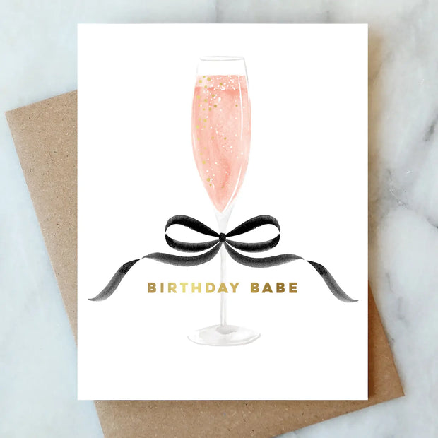 bow birthday babe card