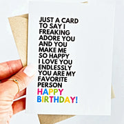 ilysm you're my favorite person birthday card