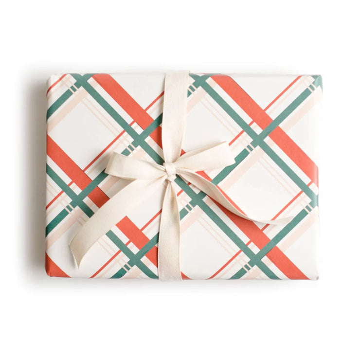 vintage plaid holiday gift wrap sheet