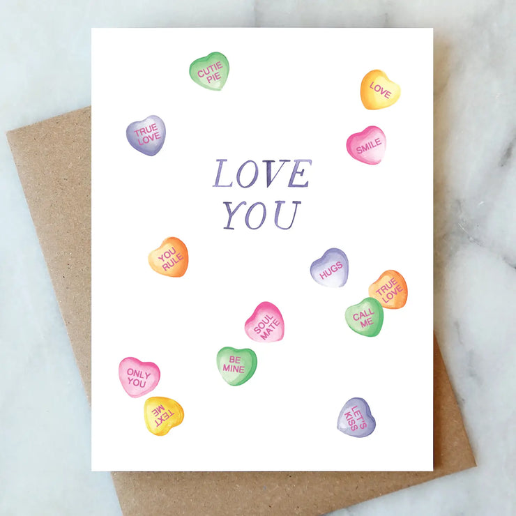 candy hearts card