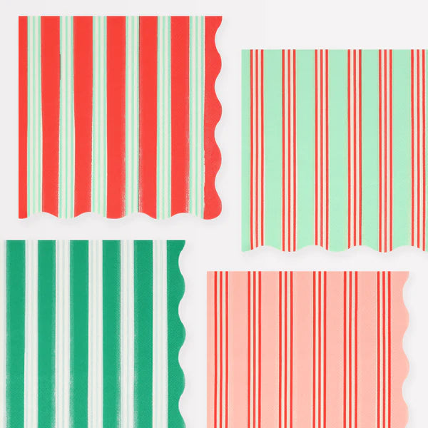 festive stripe napkins - set of 16