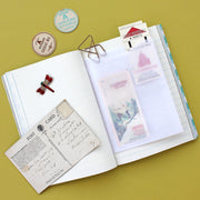 Vintage Linen Map Journal with Red Script