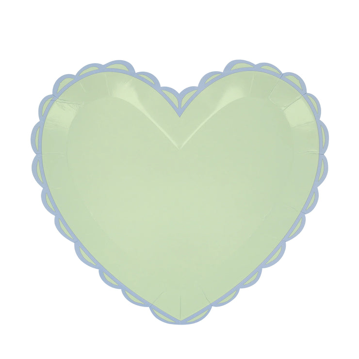 pastel heart large paper plates - set of 8
