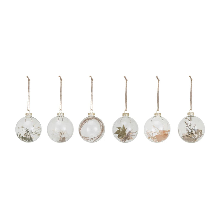 glass ball ornament w/ dried botanicals