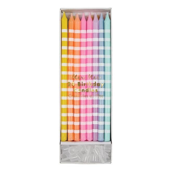 pastel stripes party candles