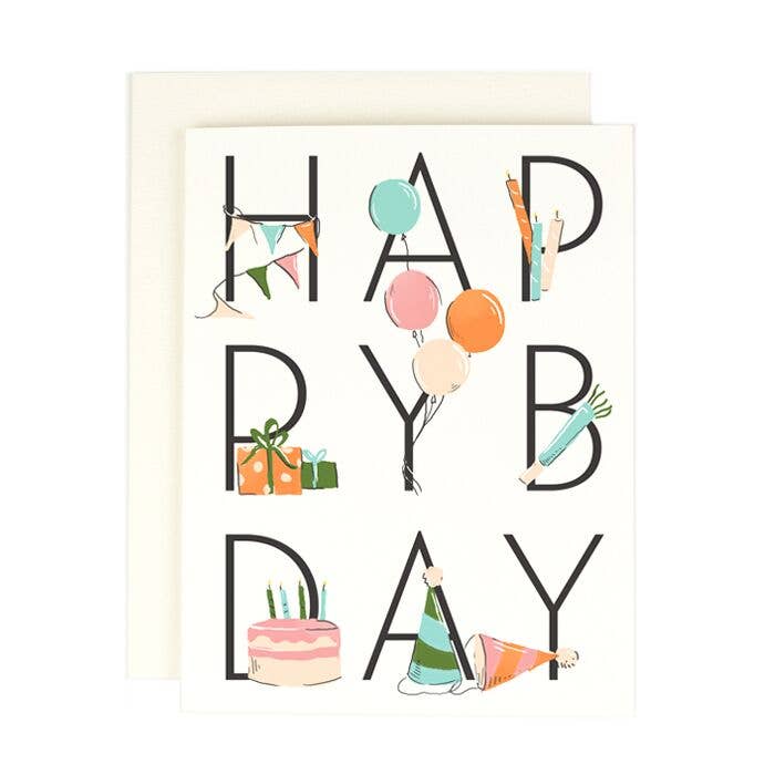 happy bday decorated letters card