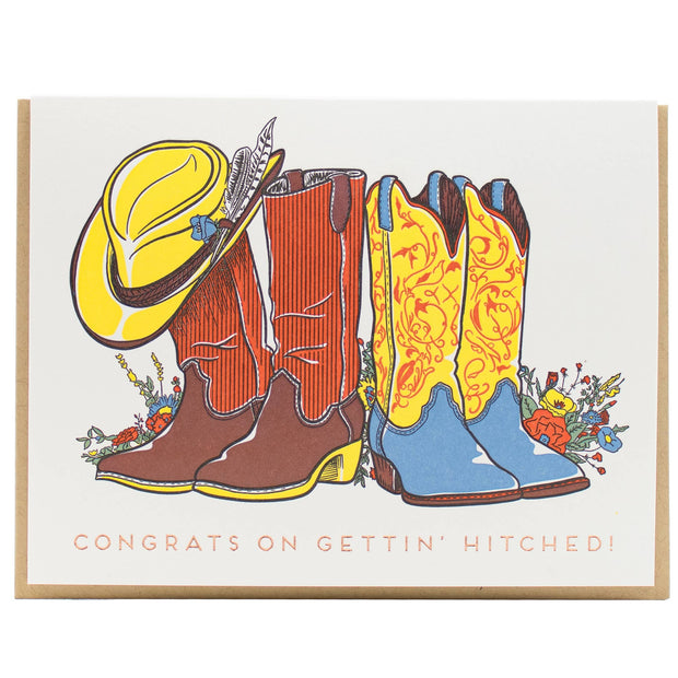 wedding country boots card