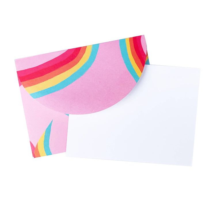 rainbow ribbon patterned envelope notecard set