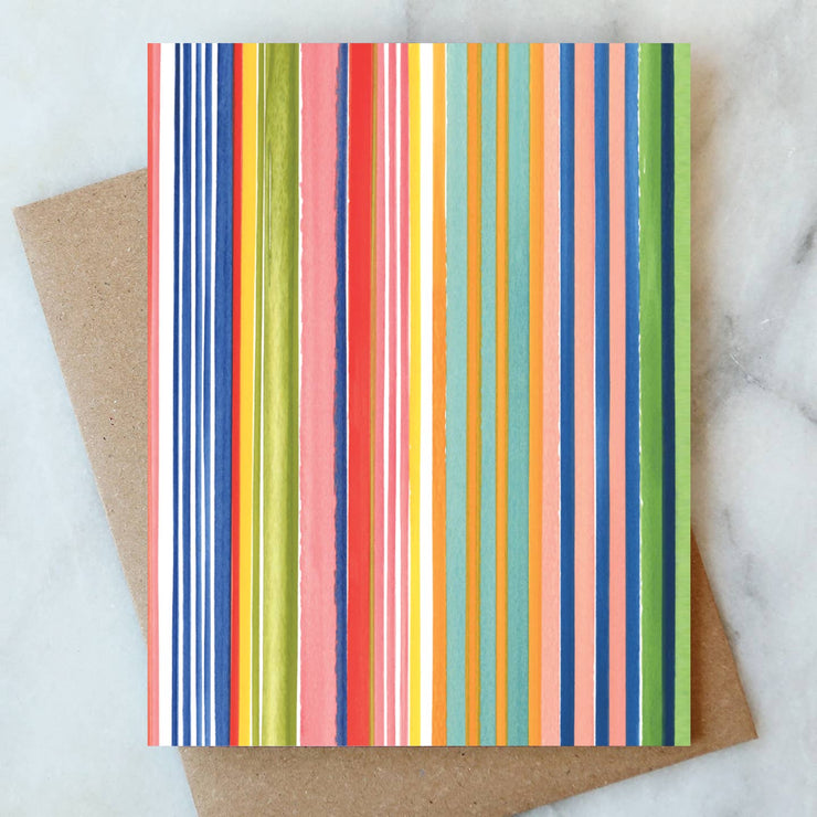 painted stripe blank cards - set of 6