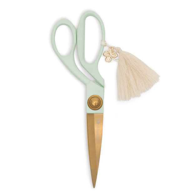 gold scissors with tassel & charm - various colors