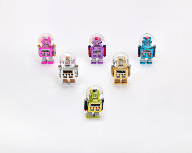 robot water globe ornaments - assorted colors