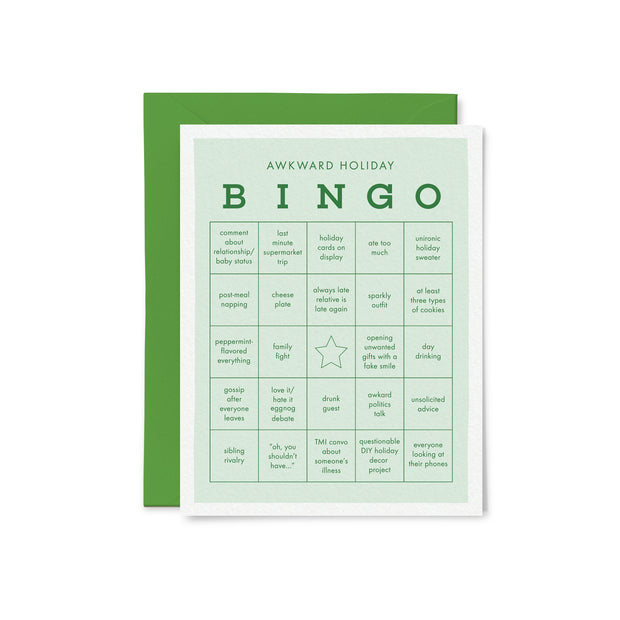 awkward holiday bingo card - single or set of 6