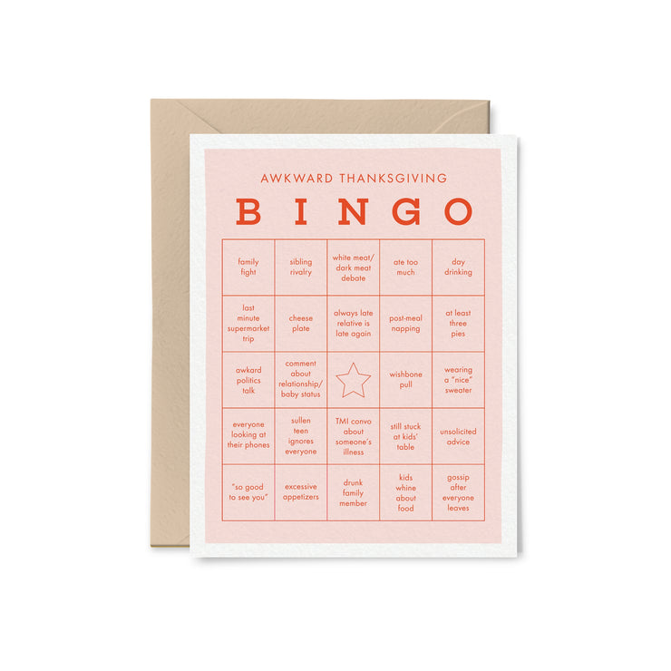 awkward thanksgiving bingo card