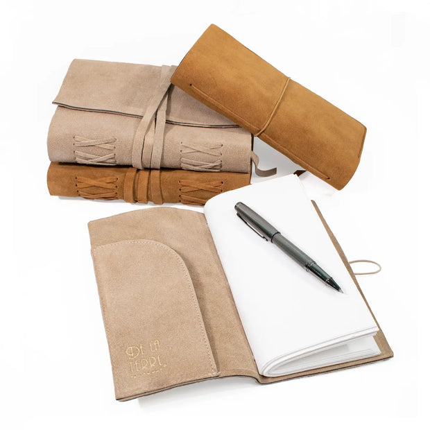 Suede Leather Bound Journals w/ Organic Cotton Paper - various sizes