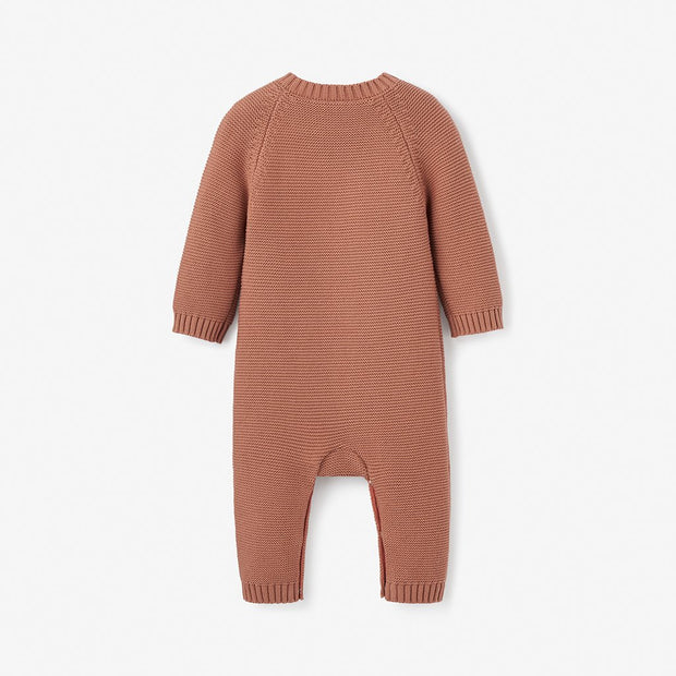 rust cable garter knit baby jumpsuit