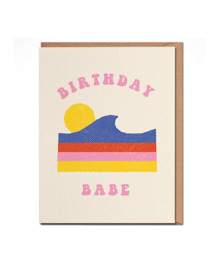 birthday babe retro surf card