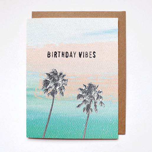 birthday vibes palm trees card