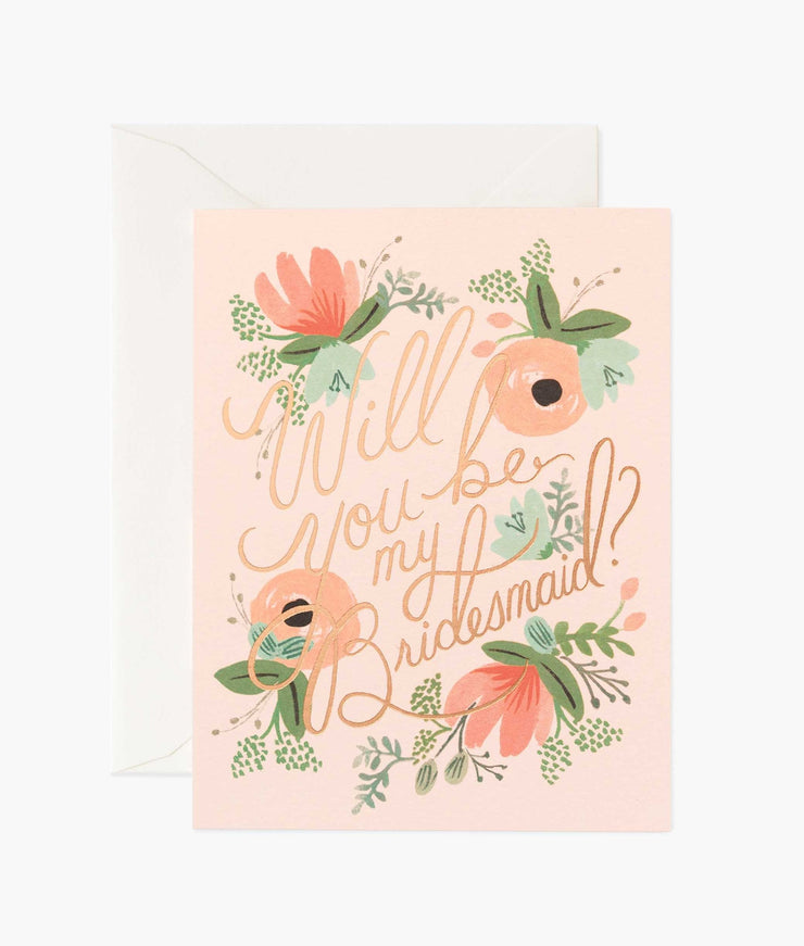 blushing bridesmaid card