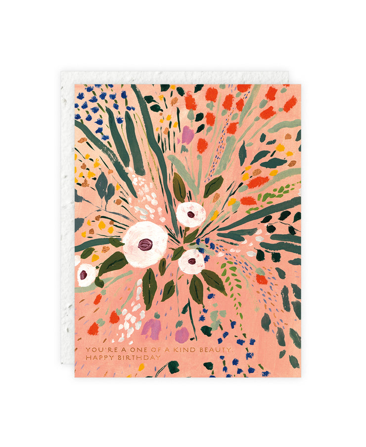 bursting flowers birthday card w/ plantable seed envelope