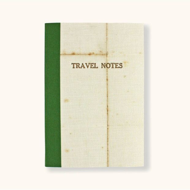 Linen Map Travel Notes With Green Binding