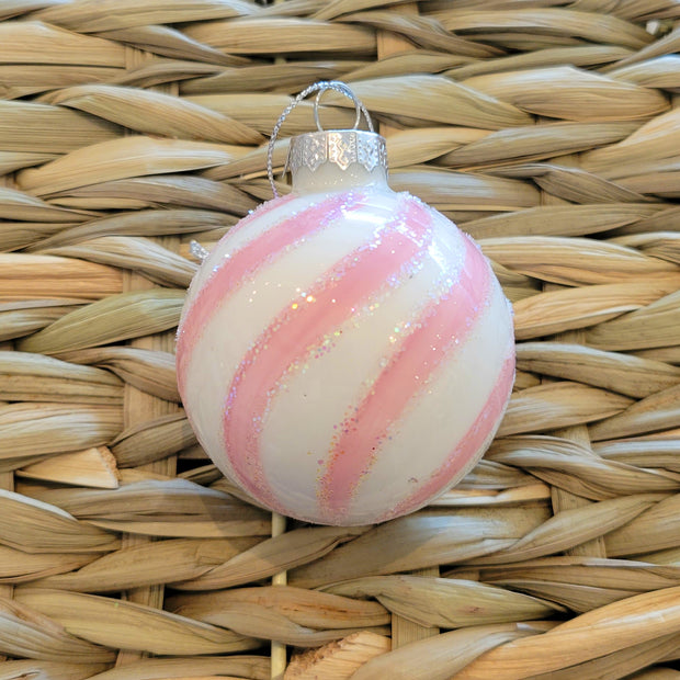 rainbow swirl stripe ball ornament