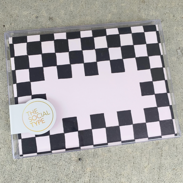 checkers 10 flat notes + patterned envelope set