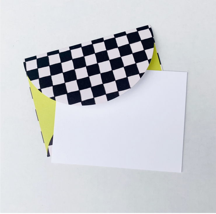 checkers 10 flat notes + patterned envelope set