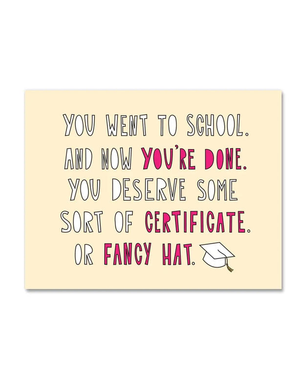 certificate or fancy hat