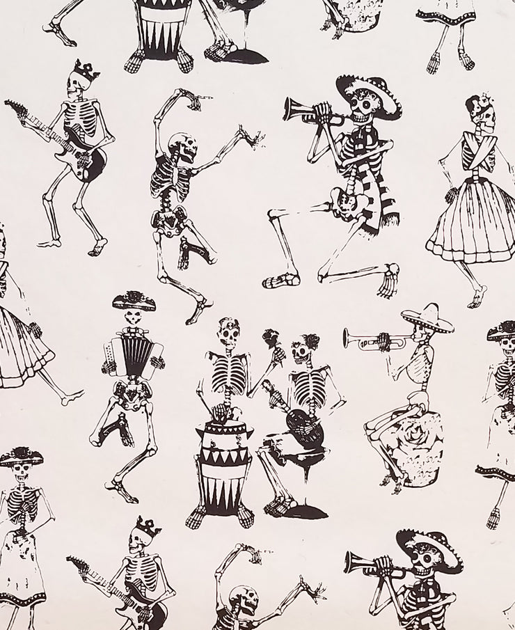 dancing skeleton black & cream wrapping paper