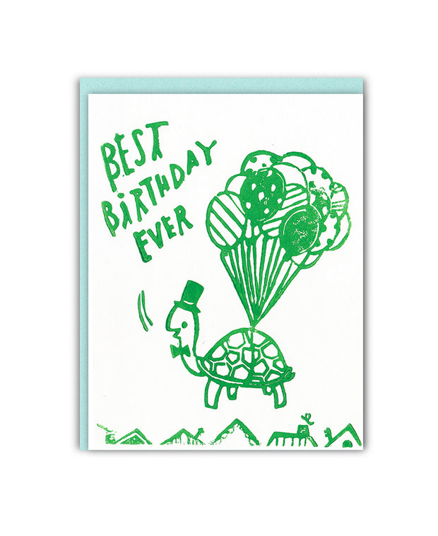 flying turtle birthday card