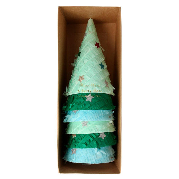 fringed christmas tree party hats