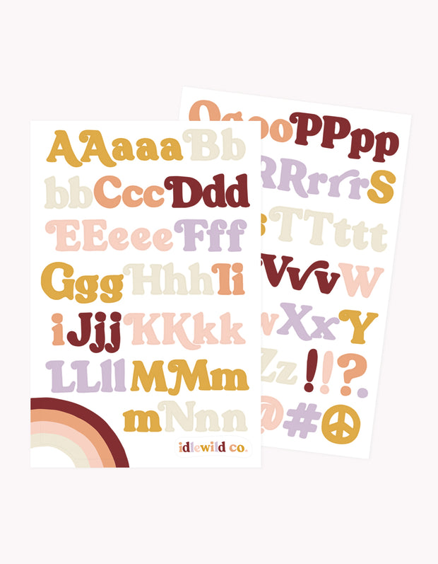 groovy alphabet stickers