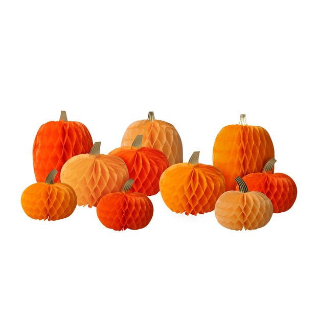 honeycomb pumpkins - set of 10