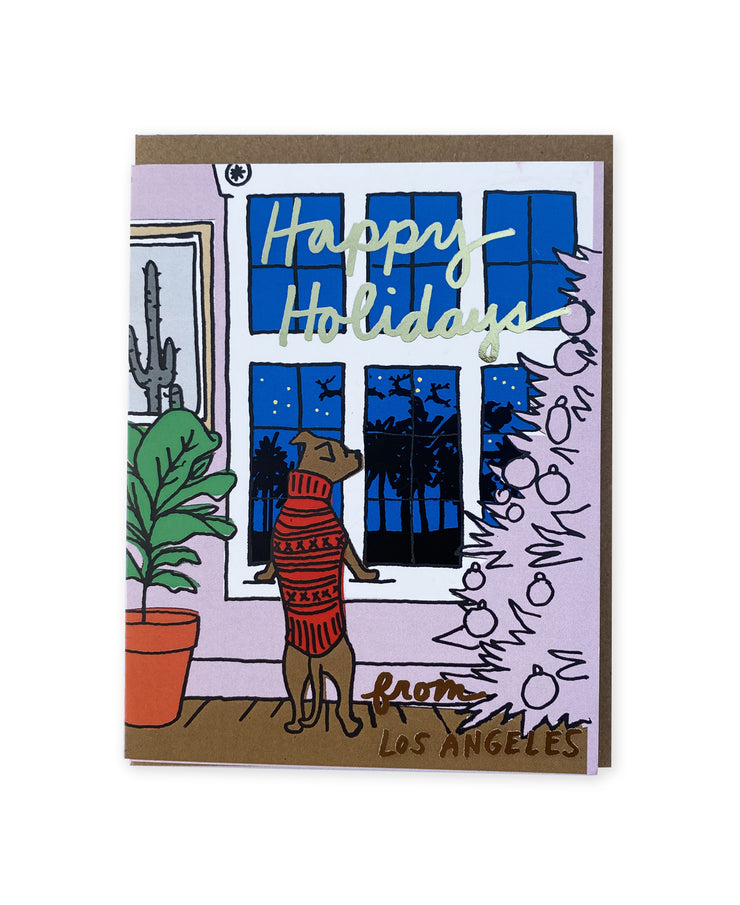 california dog window holiday card