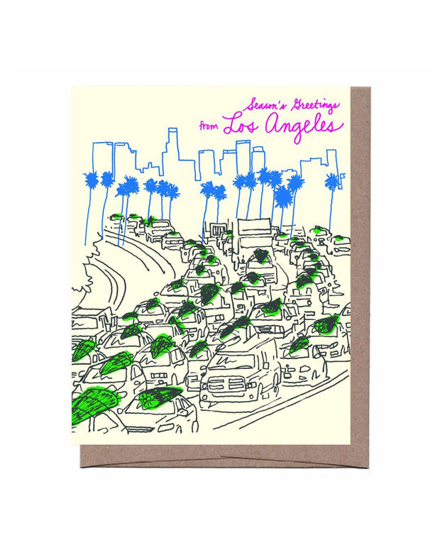 la traffic xmas trees cards - single or set of 8