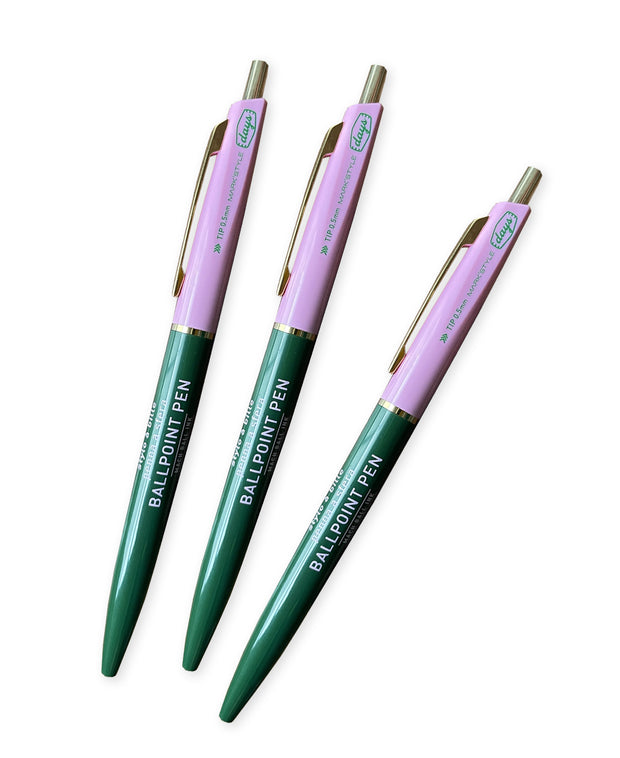 mark's style mach ballpoint pen - green & pink