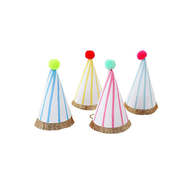 stripe pompom mini party hats
