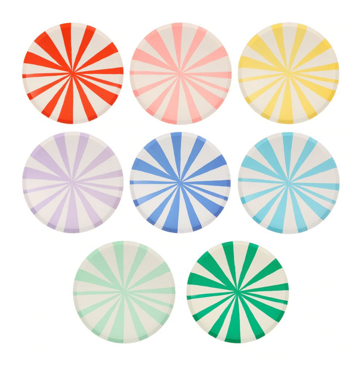 mixed stripe party plates - various sizes