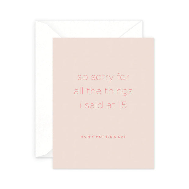 sorry 15 mother's day card