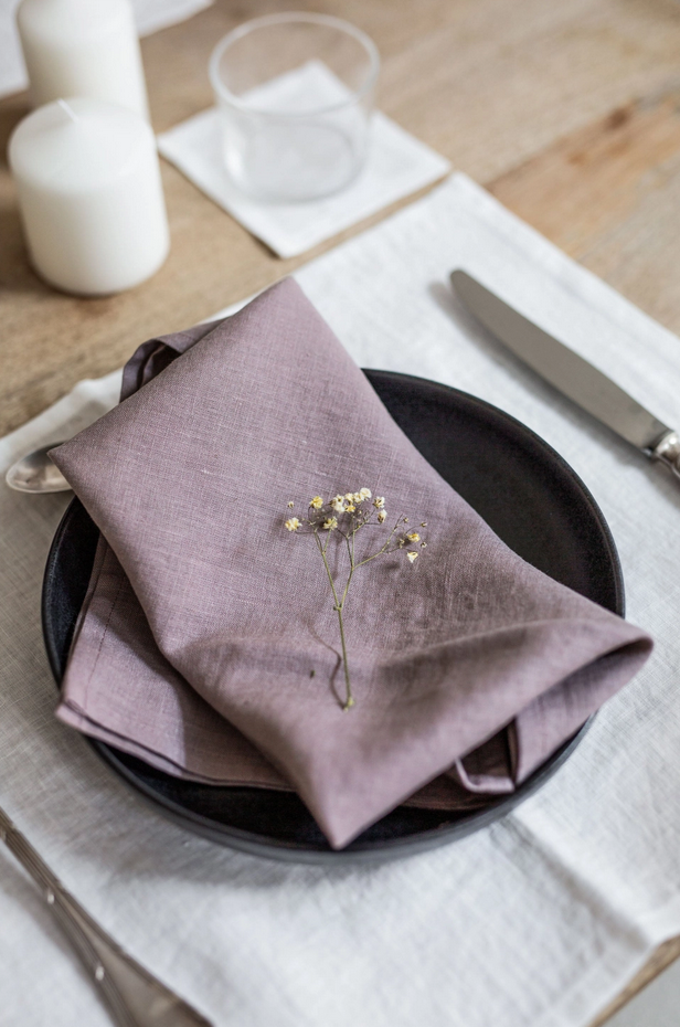 linen napkin set of two - rosy brown or mustard