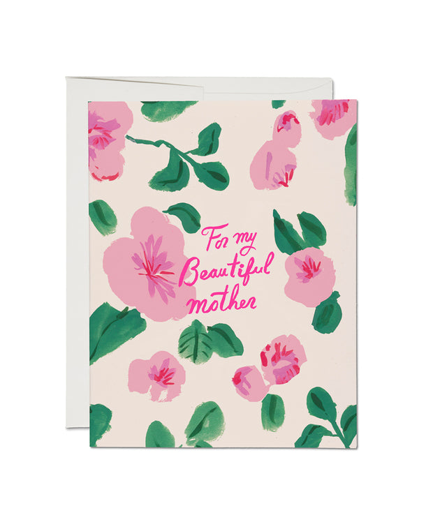 beautiful mother rose neon pink card
