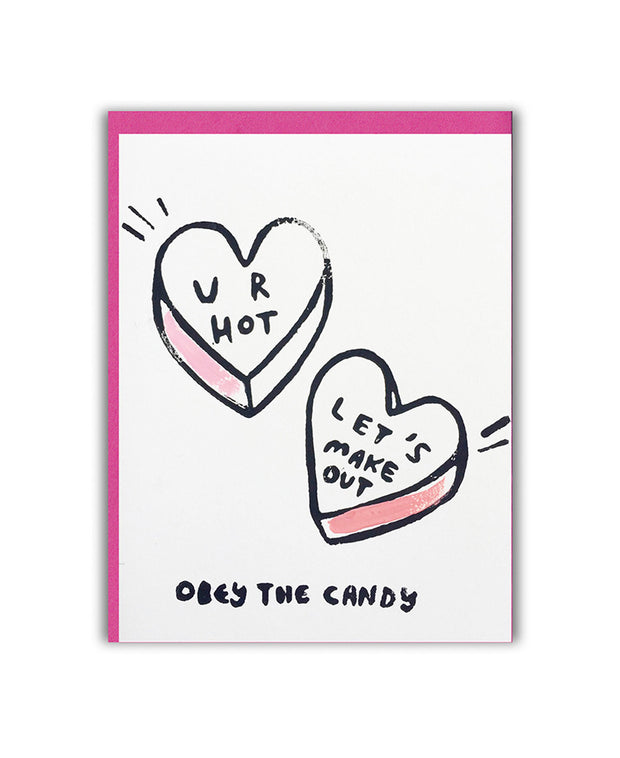obey the candy card valentine's day card