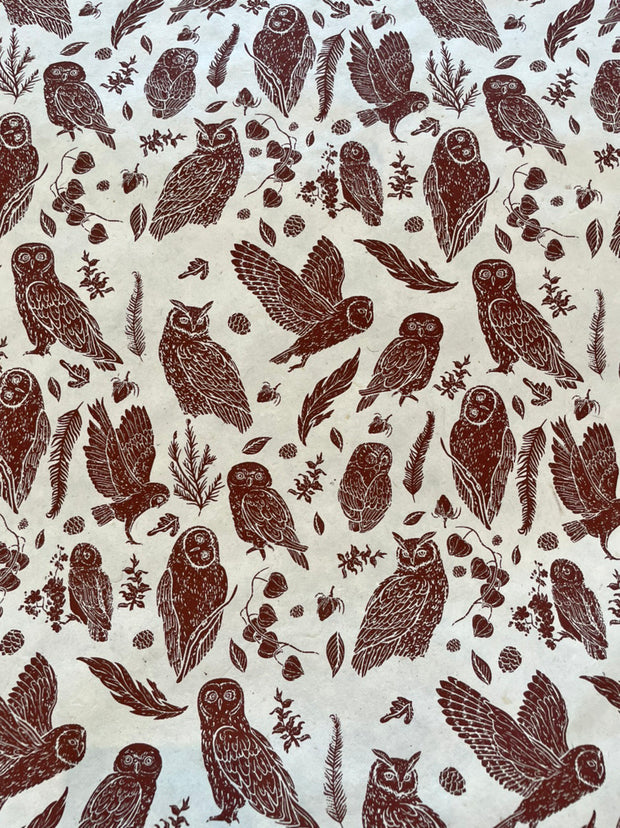 owl wrapping paper - chocolate on cream